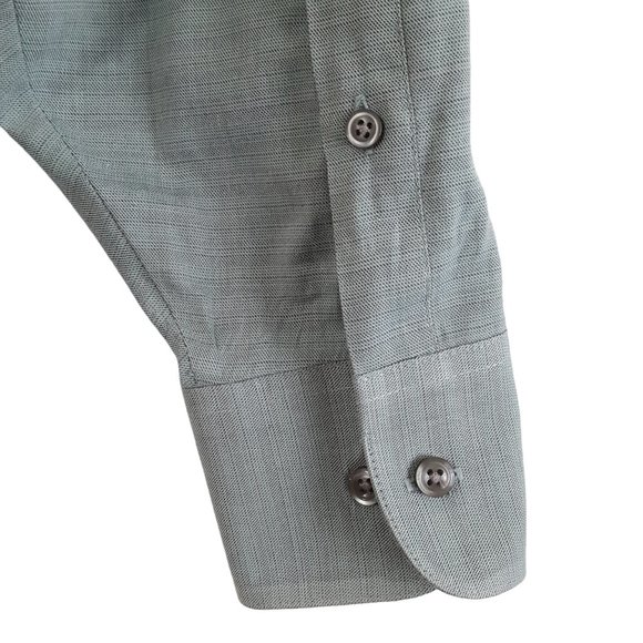 Geoffrey Beene Button Front Shirt Men's M Green Long Sleeve Pocket Wrinkle Free - Picture 7 of 11